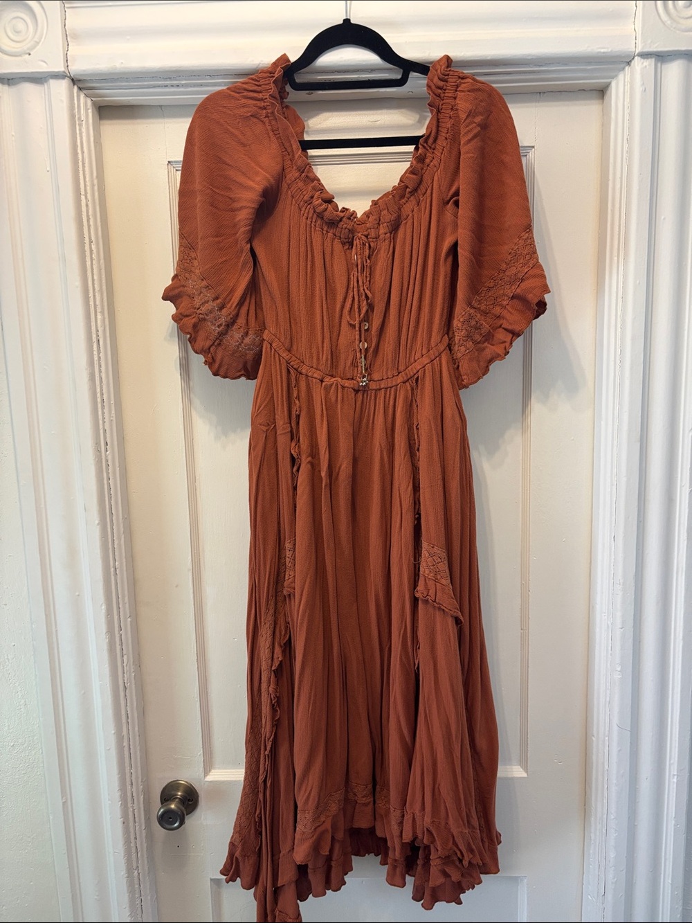 Free People Rust Orange Boho Midi Dress